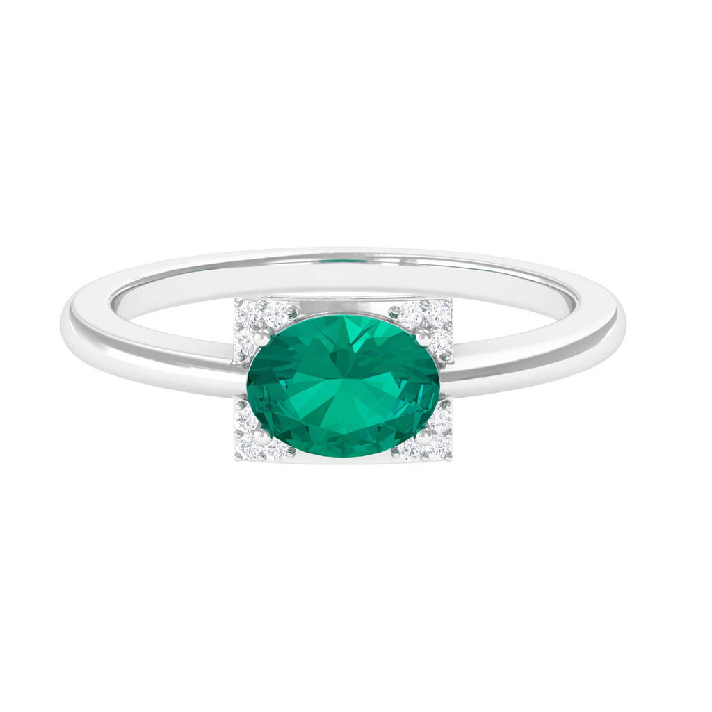 Oval Emerald Statement Engagement Ring for Men Natural Emerald-AAA Quality - Virica Jewels