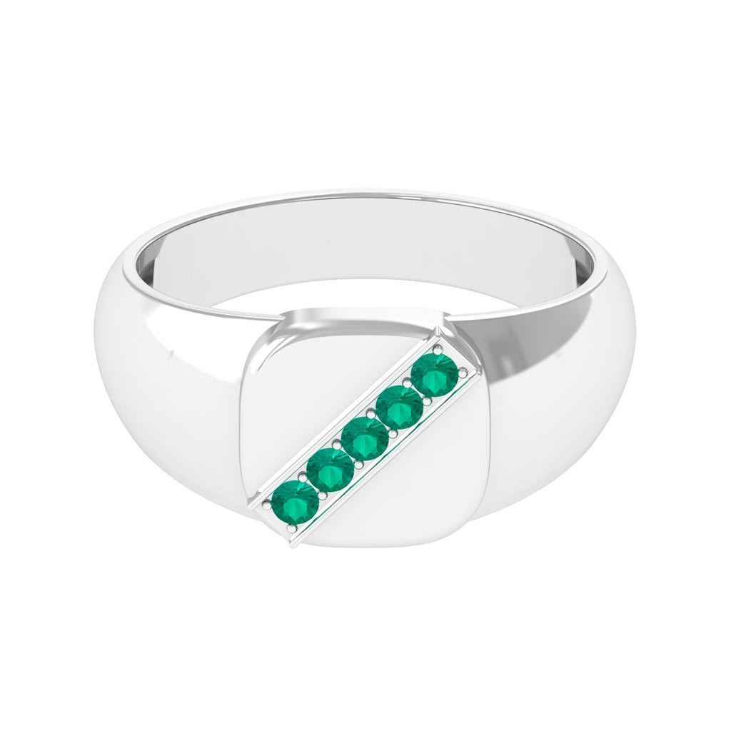 Minimalist Emerald Signet Engagement Ring Natural Emerald-AAA Quality - Virica Jewels