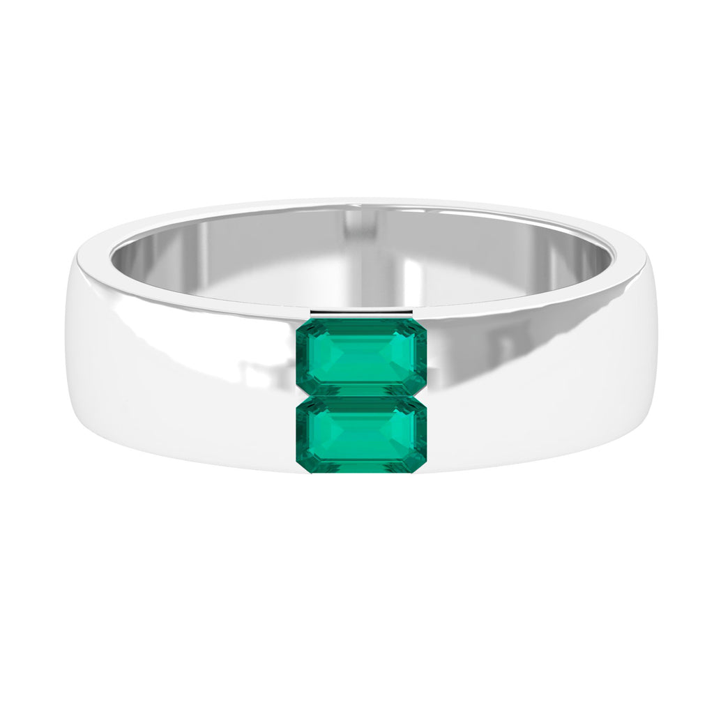 Emerald Two Stone Engagement Ring for Men Natural Emerald-AAA Quality - Virica Jewels