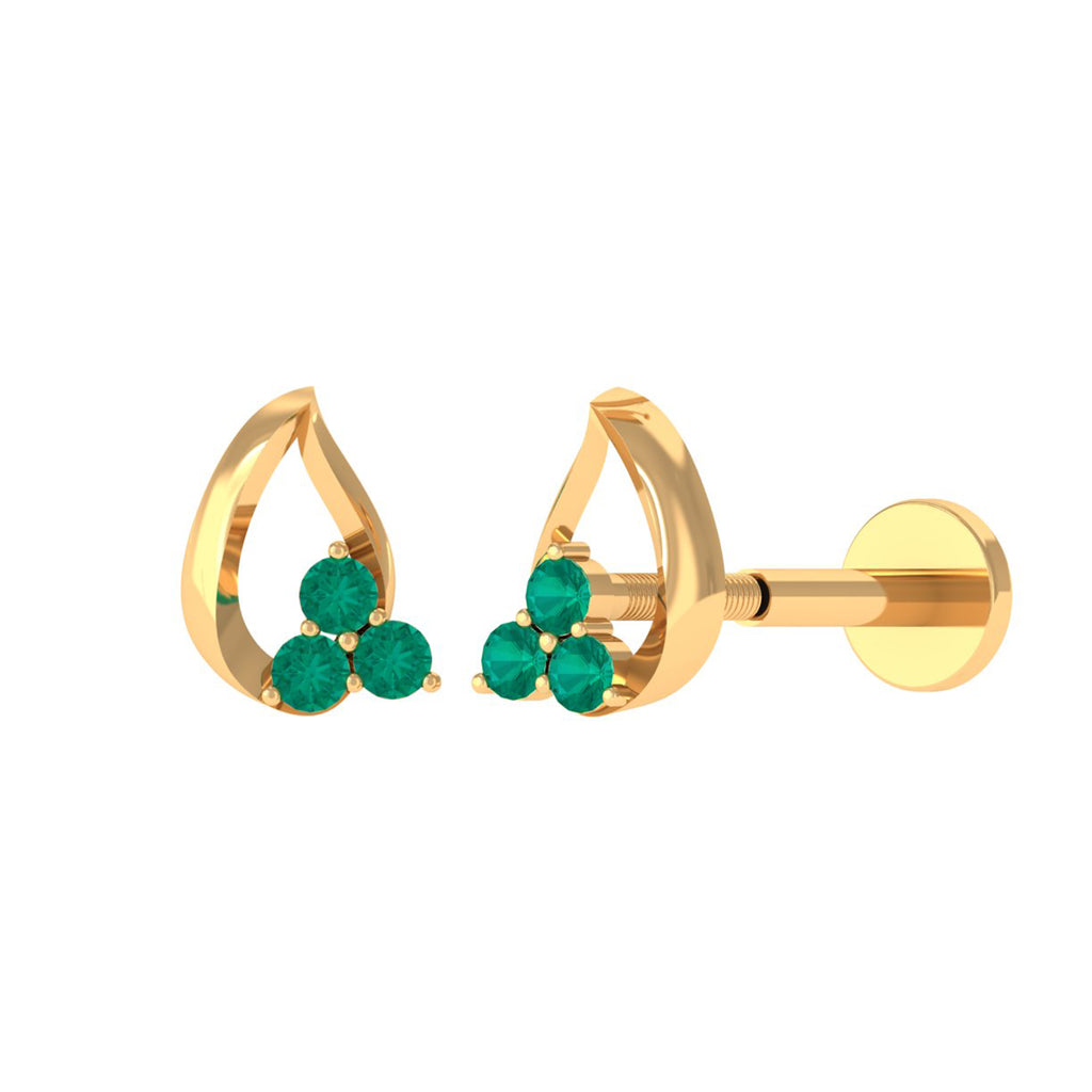 Minimal Emerald Tragus Earring for Women Emerald - ( AAA ) - Quality - Virica Jewels